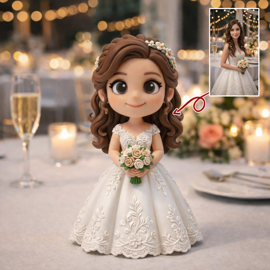 Personalized 3D Bride Figurine – Custom Anniversary & Wedding Keepsake
